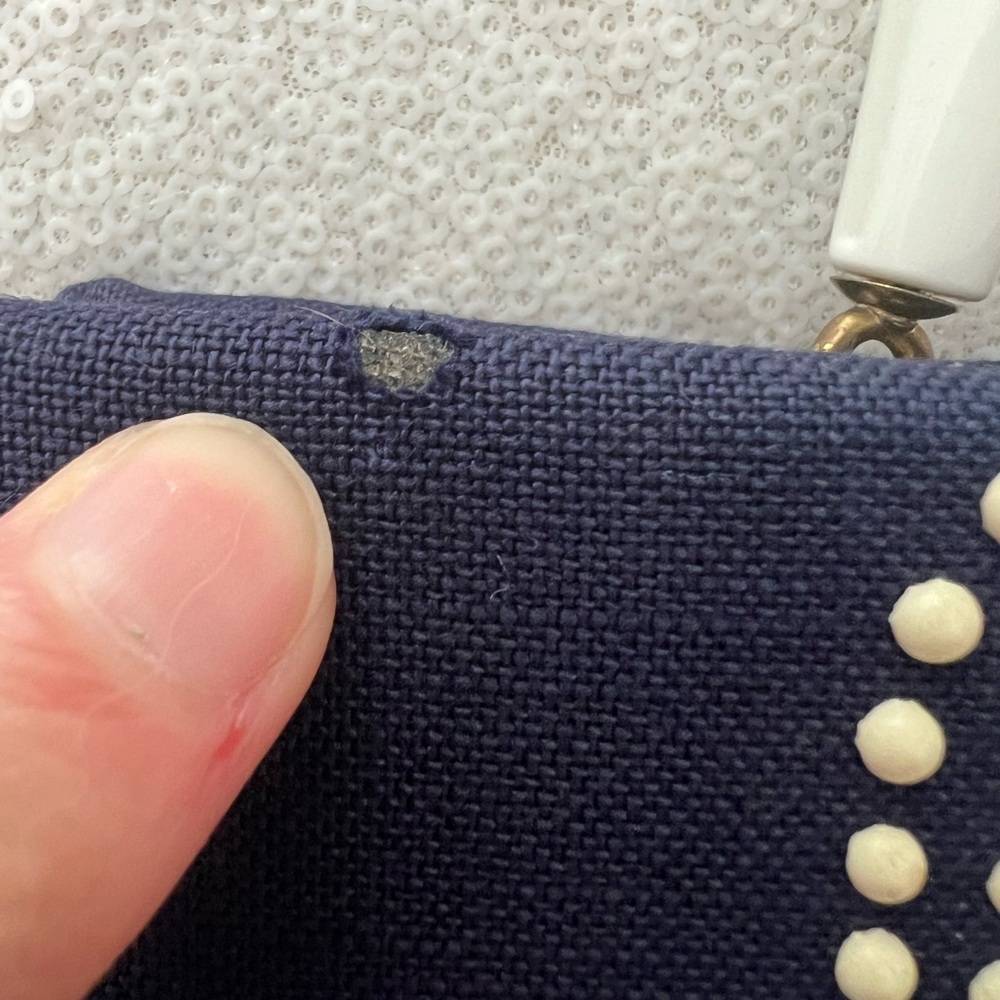 RARE Vintage Handbag 1940 1950 Blue Top Handle Studded Cactus Mexican Purse Bag - Picture 15 of 17